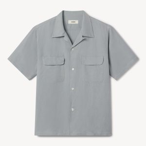 Draped Linen Deuce Coupe Camp Shirt