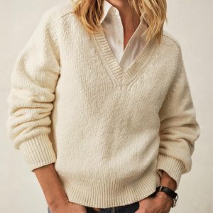 Soft Spun Boxy V-Neck - natural, L